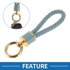 A ABSOPRO Car Keychain Universal Key Chain with Ring for Key Fobs for Home for Women Faux Leather, Zinc Alloy Gold Tone,Gray 1 Pcs