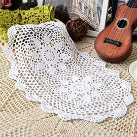 Yulakes Pack of 2 Oval Hand Crocheted Doilies, Handmade Lace Doilies, Cotton Placemat Flower Mat, Lace Doilies, Crochet Doilies, Tablecloth, Handmade Full Crochet Doilies, 25 x 30 cm
