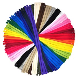 Nylon Zippers for Sewing, 24 Inch 60 PCs Bulk Zipper Supplies in 20 Assorted Colors; by Mandala Crafts