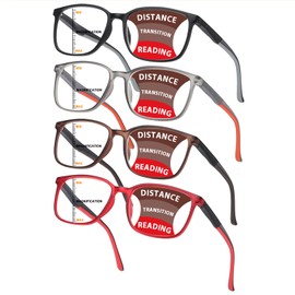 BLOEXCLU Progressive Multifocus Reading Glasses Men Women Blue Light Blocking Readers with Spring Hinge Two-tone Design (4 Mix Color-2, 2.75, x)