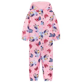 Bluey Girls Rain Suit, Coverall Waterproof Rain Jacket, Breathable Kids Mud Suit with Hood Fleece Lined, Gifts for Kids (Pink, 4-5 Years)