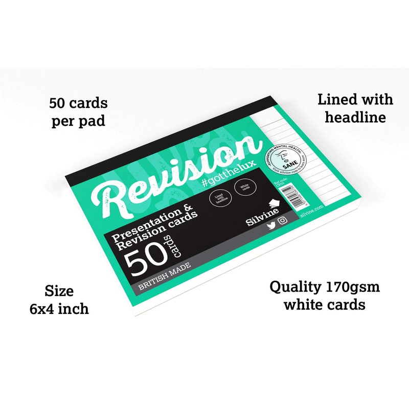 Luxpad A6 Gluebound Revision & Presentation Cards - White. 50