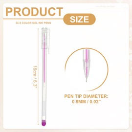 PATIKIL 24 Pcs Colored Gel Pens, 0.5mm Fine Point Pastel Gel Pens High Light Ink for DIY Projects Painting Journaling Notebook Black Paper Drawing, 16cm Length Purple Ink