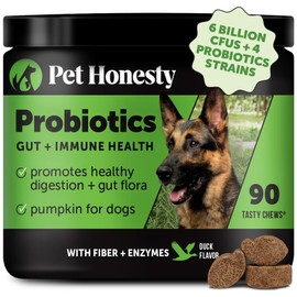 Probiotics for Dogs for Occasional Diarrhea & Bowel Support, Digestive Enzymes with Prebiotics for Gut Health for Dogs, Immunity Health & Itch Relief (Duck 90 ct)