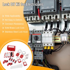 Lock Off Kit for Electricians, Electrical Circuit Breaker Lockout Tagout Kit, Clamp on Circuit Breaker Lock Set, Safety Lockout Padlock for Industrial, Electric Power