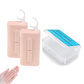 Holy rose Dispensador de Hilo Dental Portátil, 2 Estuches, Estuche Portátil para Púas de Hilo Dental con Varillas de Hilo para Adultos, 80 Unidades, Estuche para Palillos de Dientes Perfecto para El H