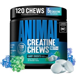 Animal Creatine Chews – Enhanced Creatine Monohydrate Chewable Tablets with AstraGin & Sea Salt, Max Absorption Pre Post-Workout, Lean Muscle Growth, Strength & Recovery, New Flavor Candy Crush’d