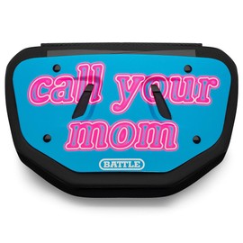 Battle Sports Novelty Football Back Plate – Hard Shell Lower Back Protector with Contoured Foam for High-Impact Protection - Adult, Call Your Mom, Blue Chrome