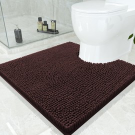 Smiry - Alfombras de Inodoro de Chenilla de Lujo en Forma de U de 24 x 24 pulgadas, Suaves, Absorbentes, Antideslizantes, Alfombras de Baño Contorneadas para Inodoro, Lavables a Máquina, Tapetes de