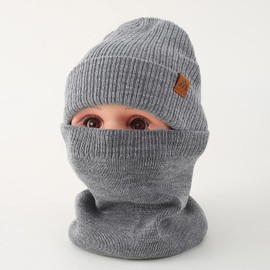 AHAHA Baby Beanie, Boys’ Knitted Winter Hat, Warm Hat and Scarf for Children, darkgray, m
