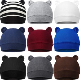 Geyoga - Gorro para bebé recién nacido con orejas de oso, gorros para bebés, niñas y niños pequeños, gorros (2 orejas), hermosos colores, de 0 a 3 meses
