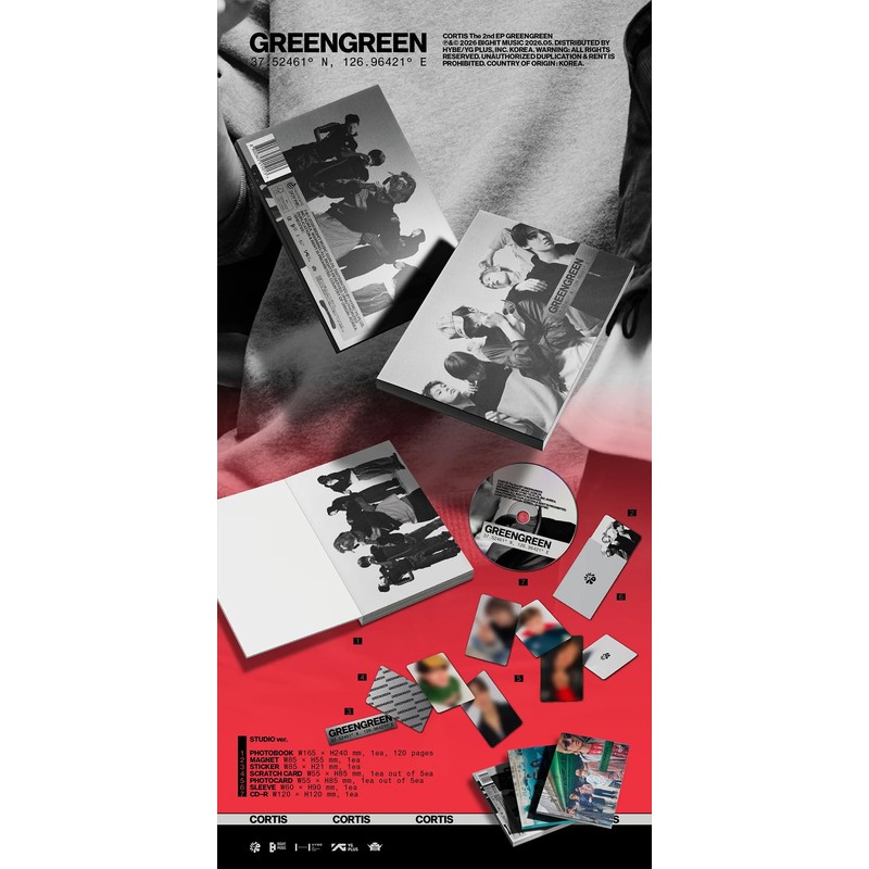 Cortis : GreenGreen - (Studio Version) 2nd EP Album CD-R+Sleeve+Photobook+Magnet+Sticker+Scratch