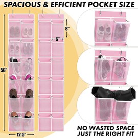 Simple Houseware 12 Pockets Large Over Door Shoe Organizer, 2 Pack, Pink