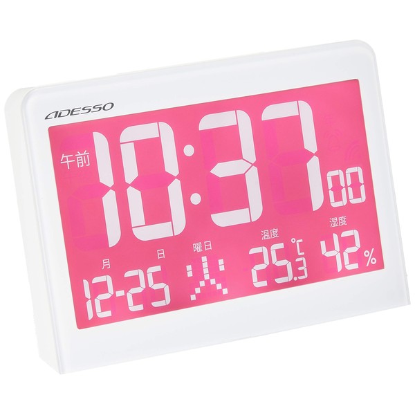 Digital Atomic Clock Pastel Color LCD [Date/Humidity/ara-mu・sunu-zu] pink AX – 400pk