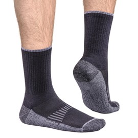 YUEVO SPORTS 5 Pairs Mens Moisture Wicking Black White Cotton Cushioned Breathable Work Socks for Men Size 5-8 Multipack Calf High, gray