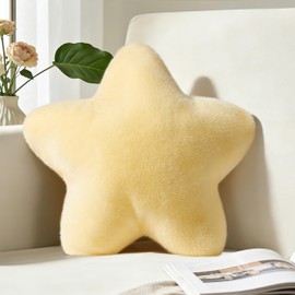 Nmkopzy 15.4 Inch Star Pillow Cute Yellow Decorative Throw Pillows for Couch Bed Sofa, Aesthetic Star Shaped Soft Floor Cushions for Living Room Bedroom Decor (Goose Yellow, 15.4" x 15.4")