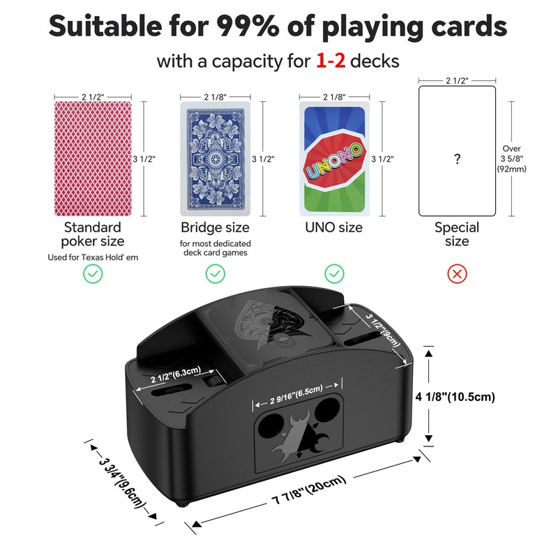 HJCMikee Automatic Card Shuffler 1-2 Deck, Electric UNO Shuffler Card