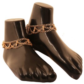 Touchstone Indian Bollywod Smart Chains Sweet Ghungroo Sound Designer Jewelry Paazeb Anklets Payal in Gold Tone for Women., Metal