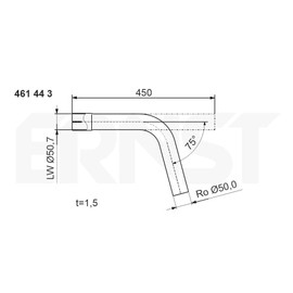 Universal Exhaust Pipe Elbow 75 ° Length 450 mm One Side Flared Tunnel | Implant Grade Silicon Earlets | Sold 38 42 45 50 55 60 65 mm Diameter