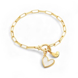 Mint & Lily Mother Of Pearl Initial Heart Charm Bracelet (Initial A)