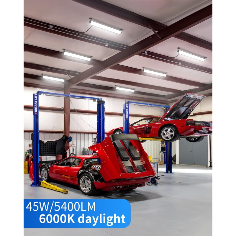 THECHAM IP66 Waterproof 45W LED Shop Lights, 5400LM 6000K Daylight
