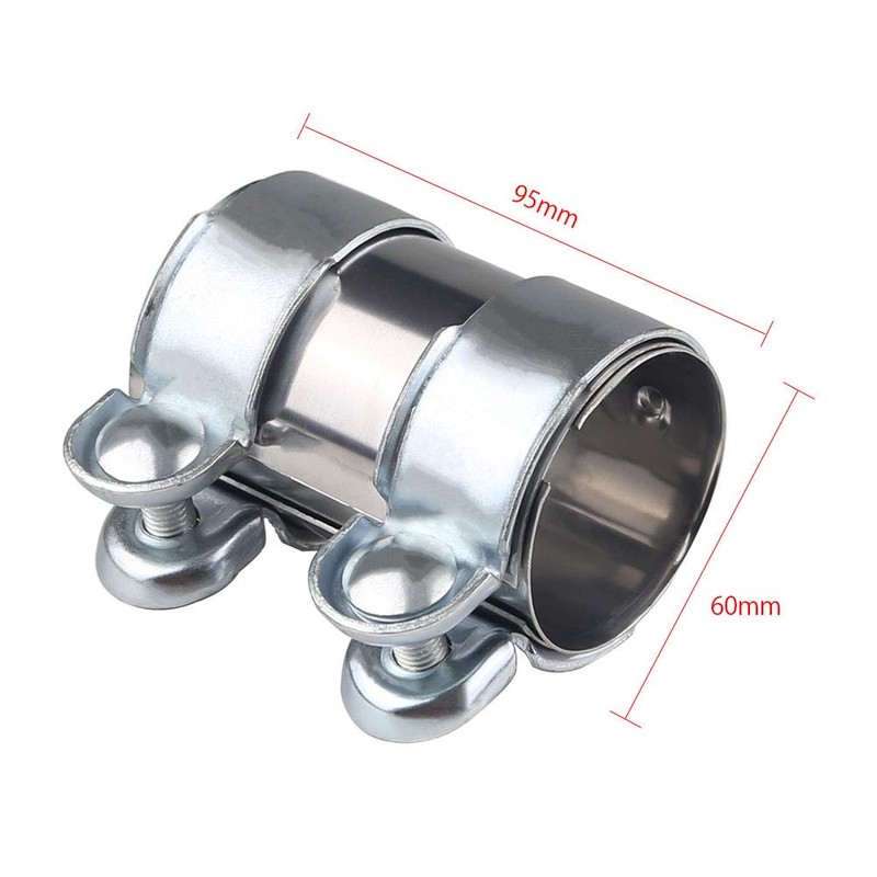 ADPOW Stainless Steel Muffler Band Exhaust Connecting Pipe 55mm
