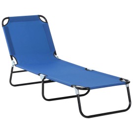 Blue Oxford Fabric Reclining Folding Sun Lounger Chair For Beach Patio Outdoor Use Modern Design Contemporary Stylecolor: as Pic Color