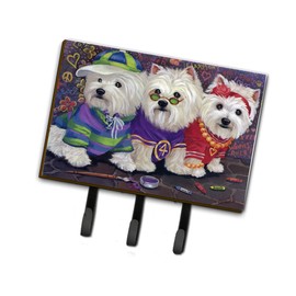 Caroline's Treasures PPP3280TH68 Westie Free Spirits Leash or Key Holder, Wall Hooks, Key Hooks Holder, Coat Rack Wall Mount, Coat Hooks, Hooks for Hanging Keys, Towels, Aprons, Leashes,