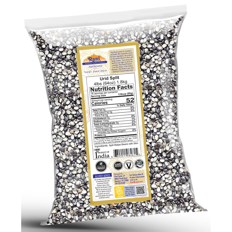 Rani Urid/Urad Split Chilka (Split Matpe Beans with Skin) Indian