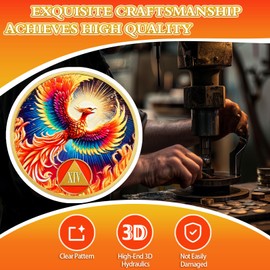 Phoenix of Light 14 Year Sobriety Coin, Rebirth in Fire AA Coin - Addiction Recovery Chip with Token Capsule, Alcoholics Anonymous Sobriety Gifts for Men and Women