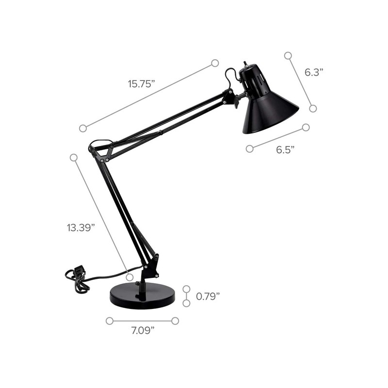 Bostitch Office VLF100D Swing Arm Desk Lamp, Metal, 36" Reach