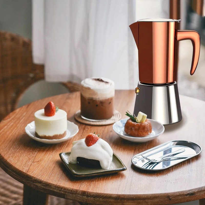 Stainless Steel Moka Pot Espresso Maker 6 Cups (10oz/300ml) -