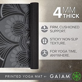 Gaiam - Alfombrilla de yoga con estampado antideslizante para todo tipo de yoga, pilates y ejercicios de piso