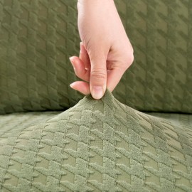 No. 918 Stryker 2-Pack Houndstooth Textured Stretch Fit Elastic Dining Chair Cover Pair, Sage Green