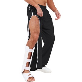 SENGRICH Mens Snap Off Sweatpants Tear Away Basketball Pants with Pockets & Moisture-Wicking Fabric Black XL