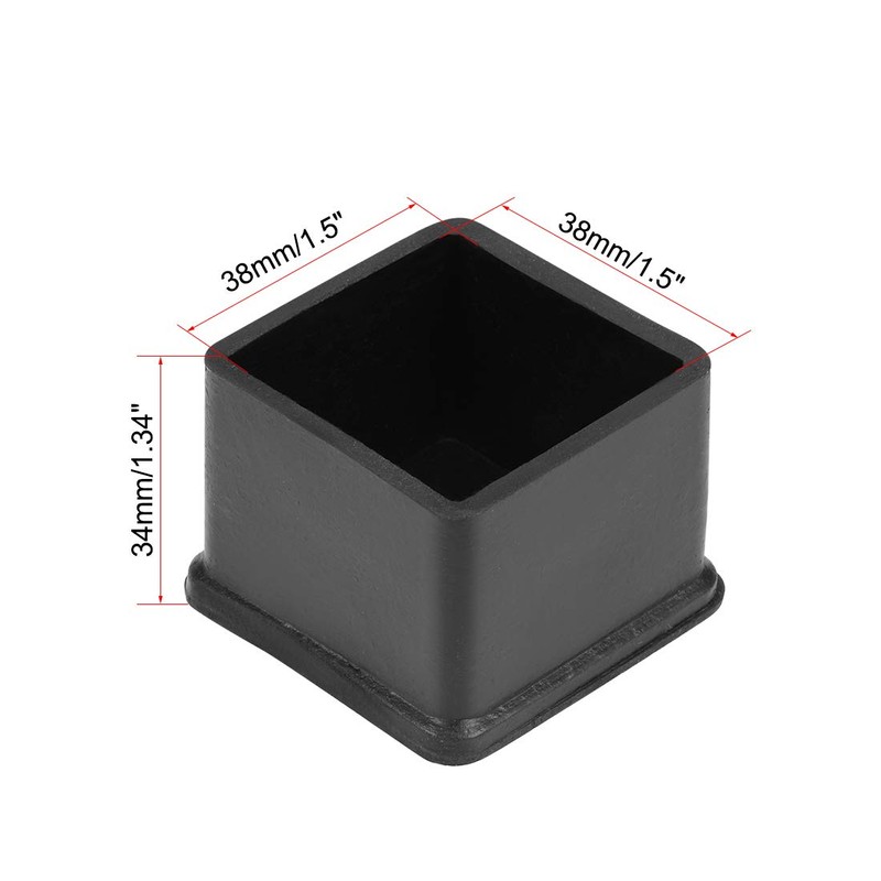 sourcing map Rubber Furniture Caps 38mm x 38mm Square Shaped