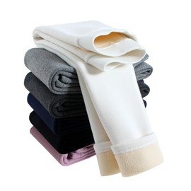 Meeshine Toddler Girls Winter Warm Leggings Fleece Lined Cotton Thick Thermal Basic Full Length Tights Kids Pants(2-3T,Blue)