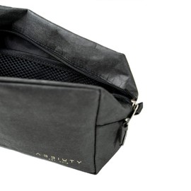 Abbiuty Toiletry Bag (Recycled and Vegan Kraft Paper) High-Quality Toiletry Bag for Women and Men, Large Cosmetic Bag, 4 Litre Storage Space, Sustainable Wash Bag, black, Toiletry bag