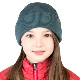 MERIWOOL Kids’ Beanie - Merino Wool Ribbed Knit Winter Hat for Boys and Girls Teal