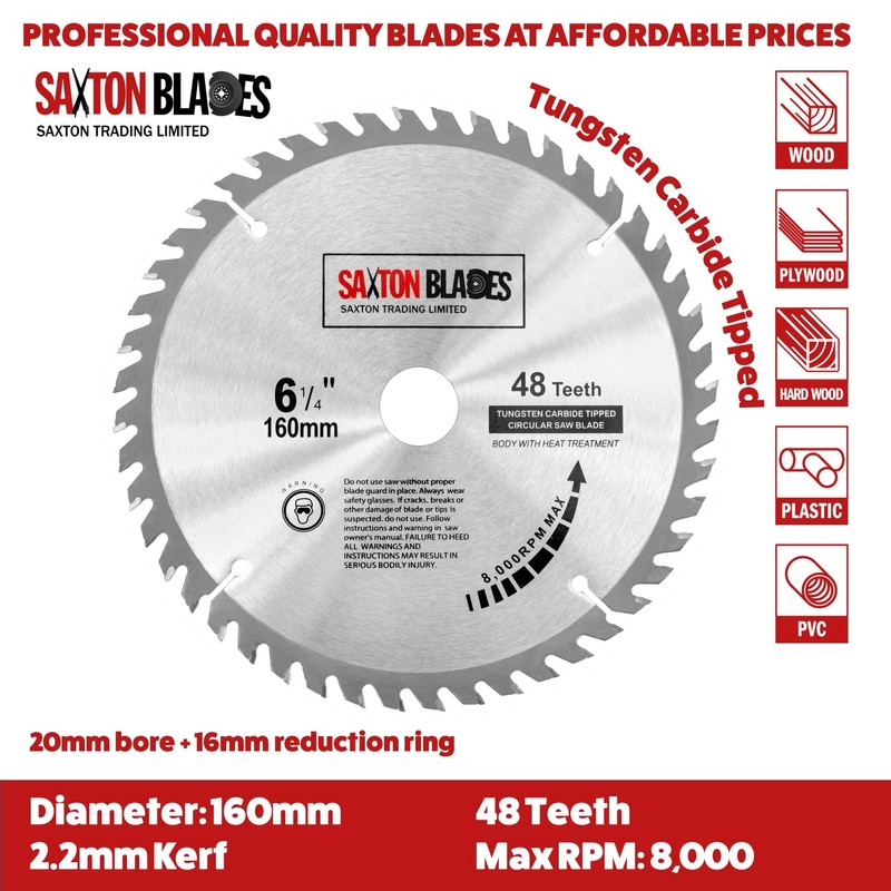 TCT160MXC Saxton TCT Circular Wood Saw Blades 160mm x 20mm