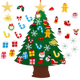 SAVITA 3.1ft Felt Christmas Tree, DIY Christmas Tree with 25pcs Ornaments, Christmas Decorations Door Wall Hanging Ornaments for Kids Xmas Gifts Party Supplies
