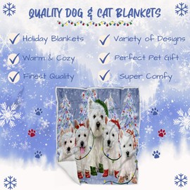 Doggie of the Day West Highland Terrier Dogs Blanket - Christmas Lights - Super Soft & Warm Pet Theme for Sofa or Bed, Warm Fleece, Sherpa or Woven Material, for Dog Lovers (60x80 Fleece)