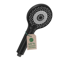 KLUDI -X3 Universal Shower Head Water-Saving Option (Standard 15 L/m, Optional 9 L/min), Shower Head with 3 Jet Types (Body, Hair, Skin), Easy-to-Clean Shower Head Diameter 11.7 cm, Matt Black