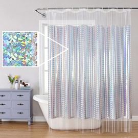Iridescent Shower Curtain | Colorful, Unique, Reflective, Shiny, Fun, Sparkly Rainbow Shower Curtain | 72 x 72 (Avg SC002 PEVA shower curtain
