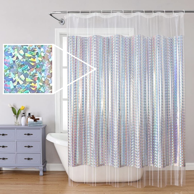 Iridescent Shower Curtain | Colorful, Unique, Reflective, Shiny, Fun, Sparkly