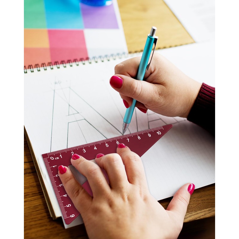 Honagu Triangular Ruler Set, 4 Pieces Aluminum Alloy Ruler, Metal