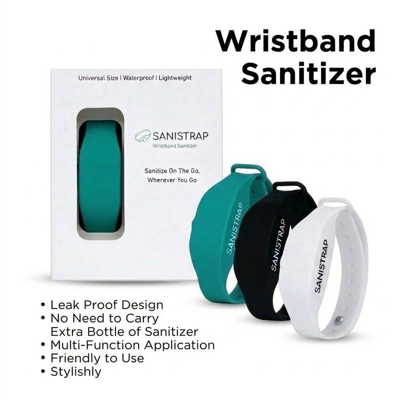 C Compressa SaniStrap Silicone Hand Sanitizer Wrist band, Refillable Travel