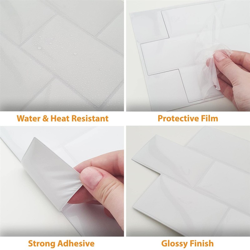 WALPLUS Upgrade Thicker 3D Tile Stickers Peel and Stick Backsplash