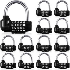 Shimeyao Gym Locker Lock 5 Digit Combination Lock Your Own Word 5 Letter Lock for School Gym Sports Locker, Safety Padlock for Toolbox, Hasp Cabinet Storage, Black (12 Pcs)