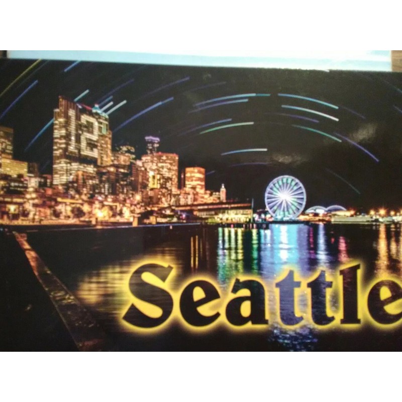STATE OF WASHINGTON BEAUTIFUL CHROME POST CARD SEATTLE SKYLINE @